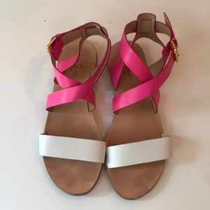 Kate Spade NY Pink & White Flat Sandals Sz:8.5